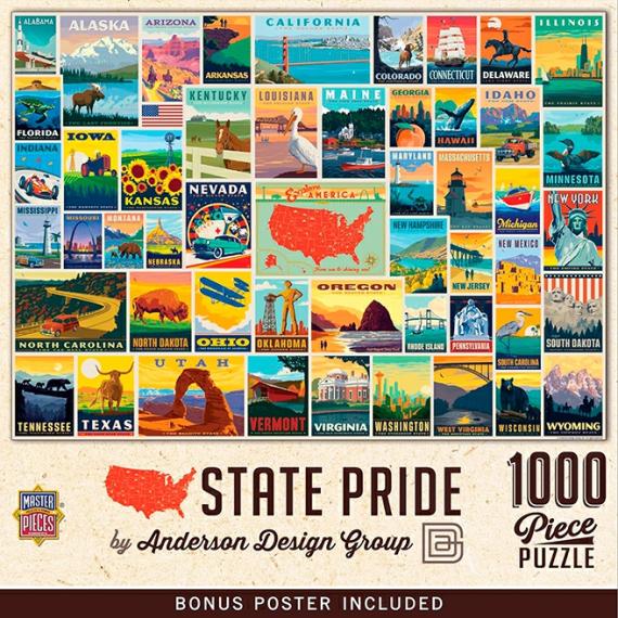 History & Geography |  State Pride Vintage Collage Poster Art Puzzle – 1000 Pc