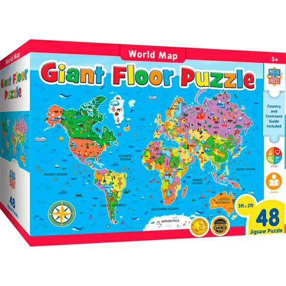 History & Geography |  World Map Giant Floor Puzzle – 48 Pc