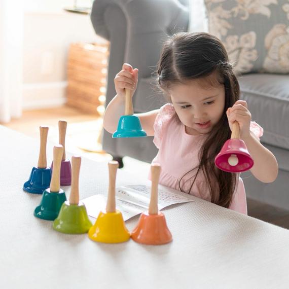 Music |  Rainbow Music Hand Bells With Wood Handles