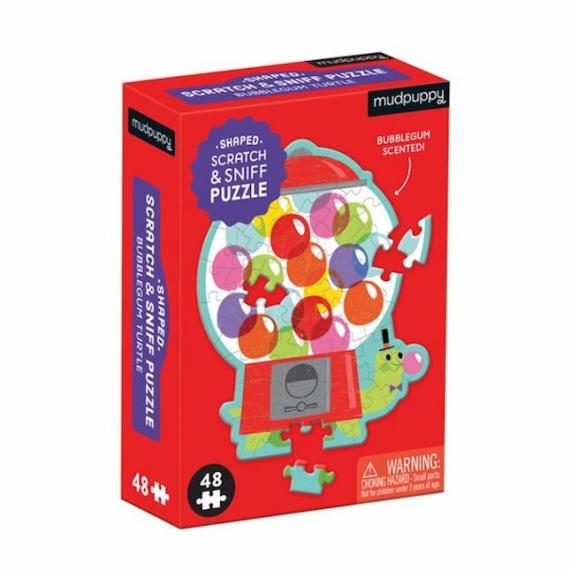 Party Favors & Party Fun |  Bubblegum Turtle 48Pc Scratch & Sniff Shaped Mini Puzzle