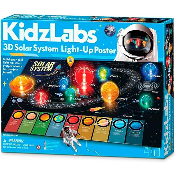 Playroom And Bedroom Furnishings |  4M Kidzlabs 3D Solar System Light-Up Poster