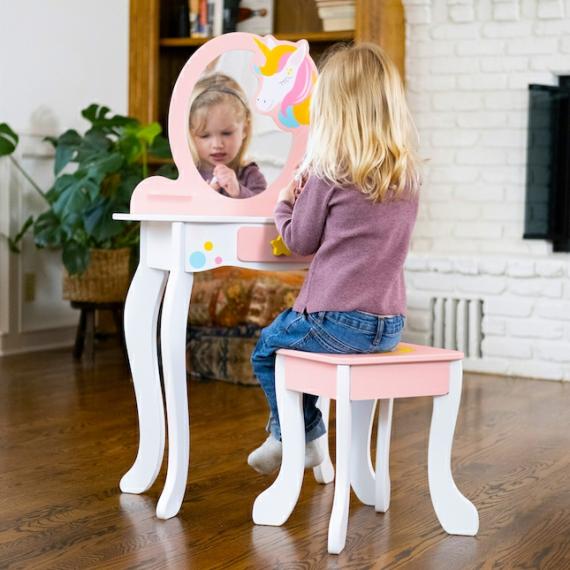 Playroom And Bedroom Furnishings |  Unicorn Magic Vanity With Mirror And Stool