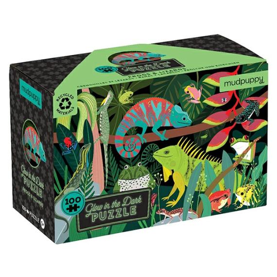 Puzzles |  100 Piece Glow In The Dark Puzzle – Frogs & Lizards