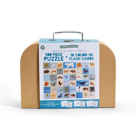 Puzzles |  500Pc North America Animals Puzzle With Flashcards